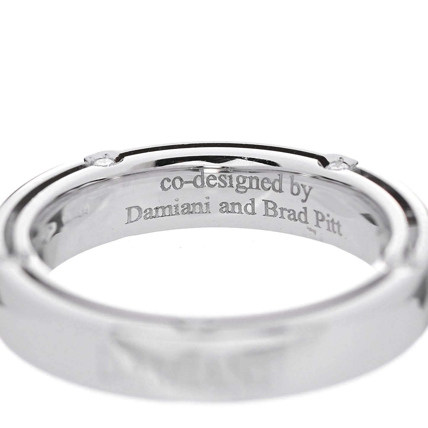 X BRAD PITT 18K White Gold Diamond D.Side Band Ring 50 5.5