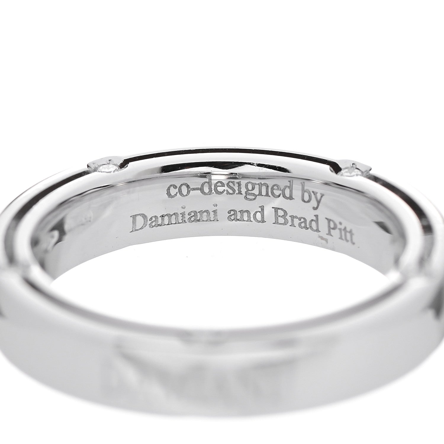 Damiani X BRAD PITT 18K White Gold Diamond D.Side Band Ring 50 5.5 4 of 6