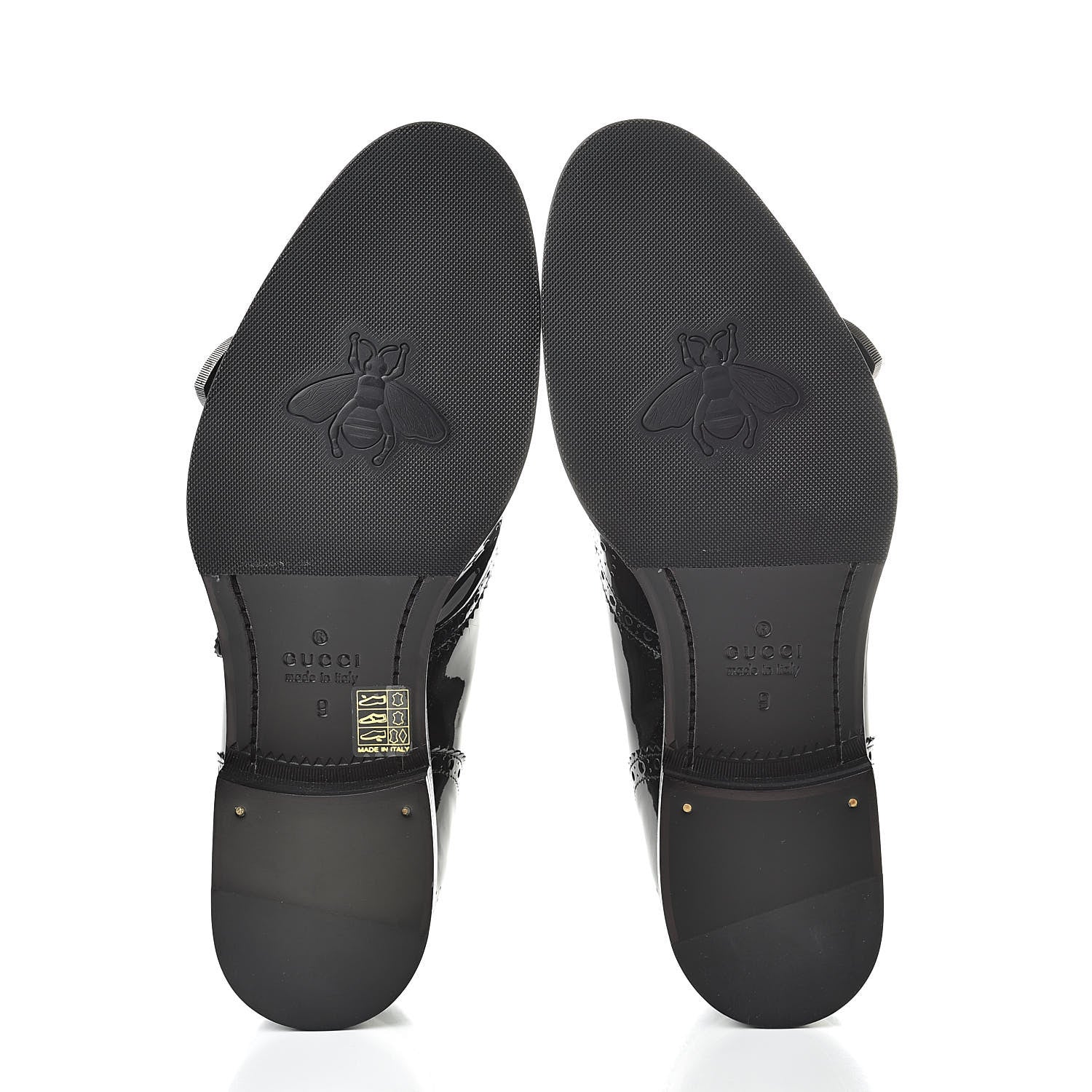 Gucci Vernice Crystal Bee Embroidered Mens Queercore Brogue Monk Strap Loafers 9 Black 7 of 10