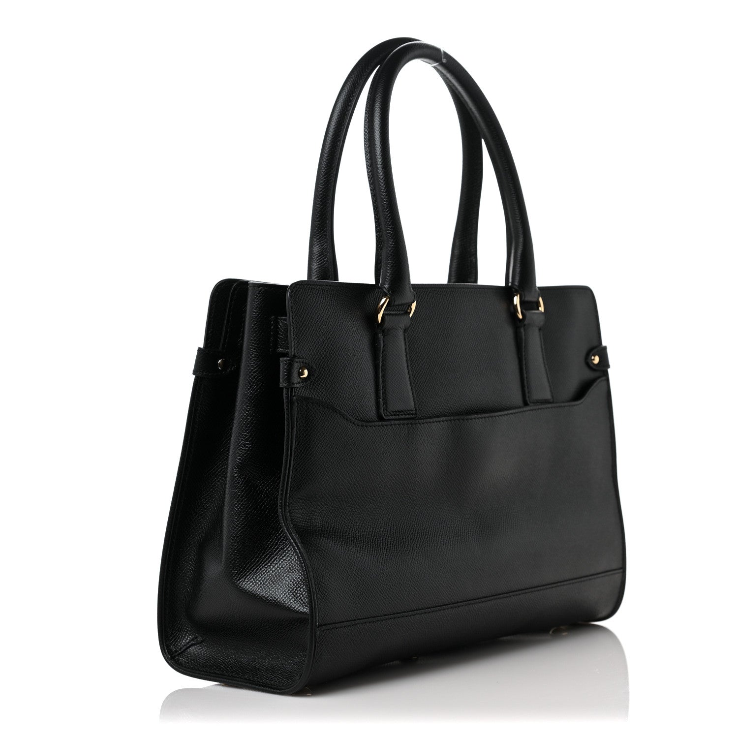 Salvatore Ferragamo Hammered Calfskin Briana Tote Black 3 of 10