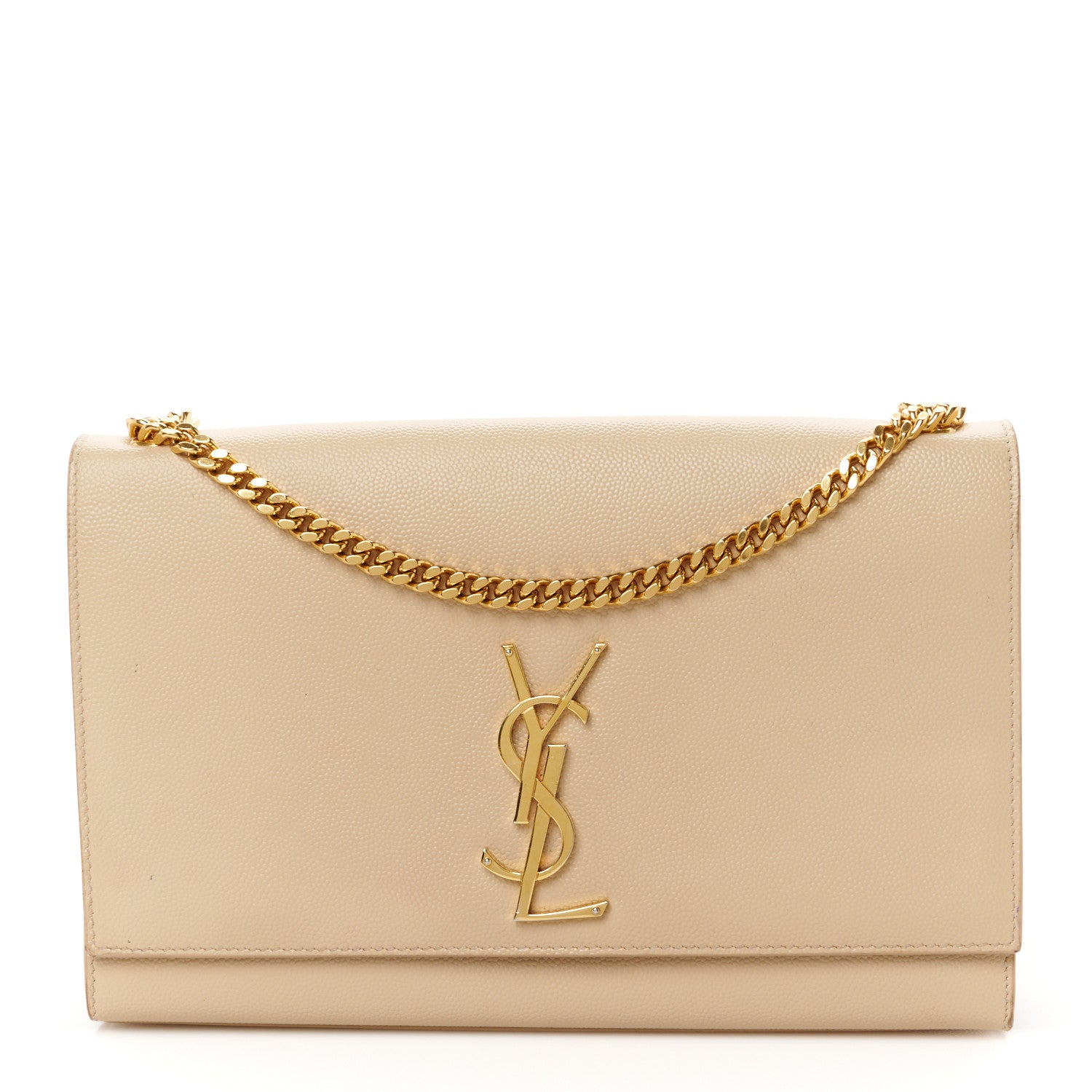 Saint Laurent Grain De Poudre Medium Monogram Kate Satchel Dark Beige 1 of 11