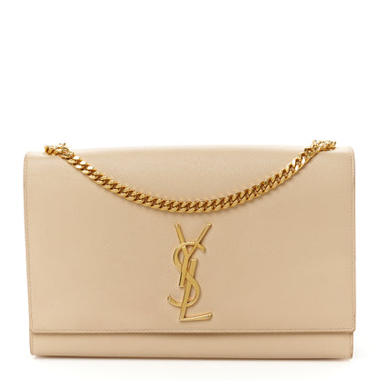 Saint Laurent Grain De Poudre Medium Monogram Kate Satchel Dark Beige 1 of 11