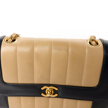 Chanel Lambskin Vertical Quilted Small Flap Beige Black 14 of 14