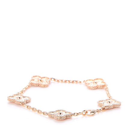 Van Cleef & Arpels 18K Rose Gold 5 Motifs Vintage Alhambra Bracelet 3 of 5