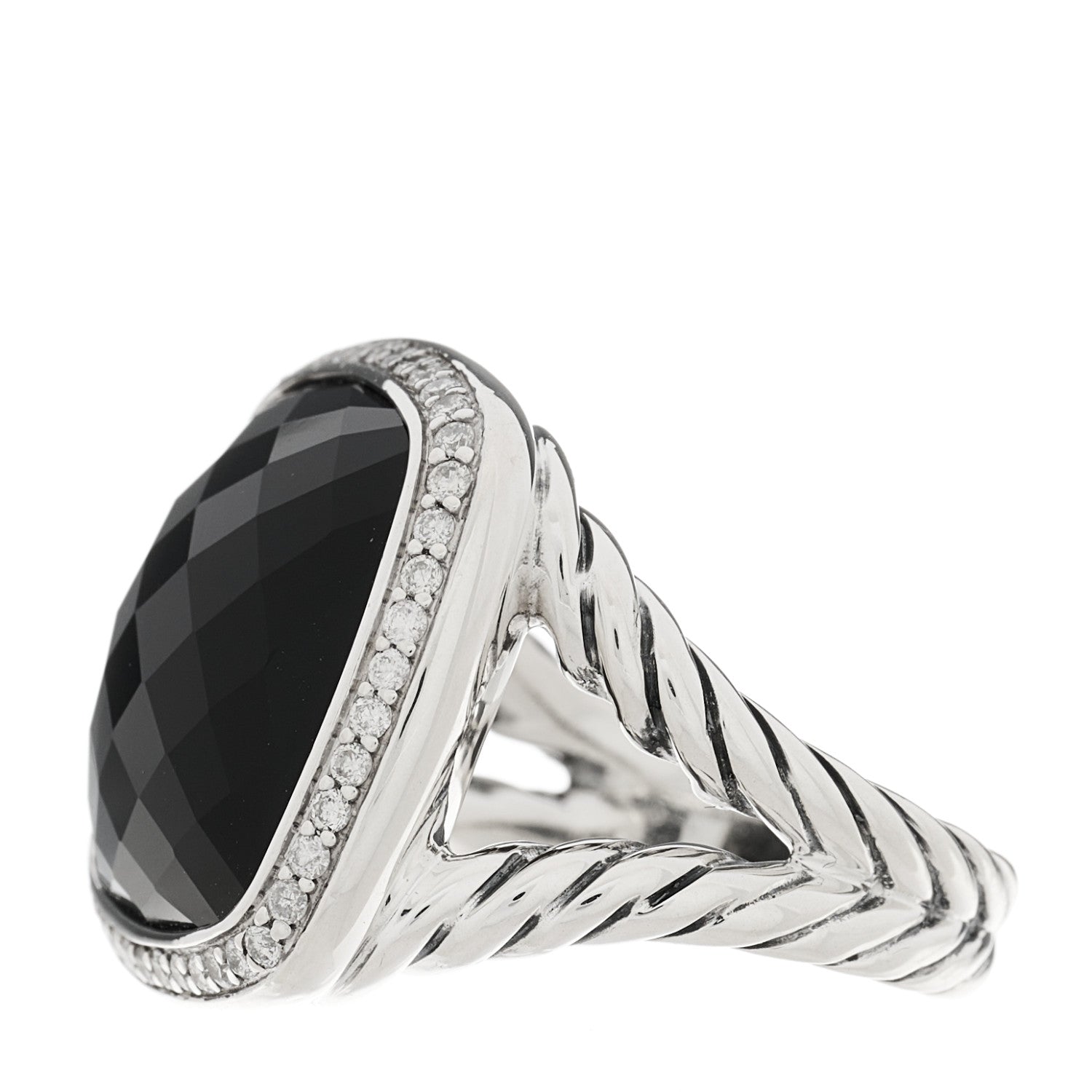 David Yurman Sterling Silver Diamond Black Onyx 17mm Albion Ring 56 7.5 3 of 5