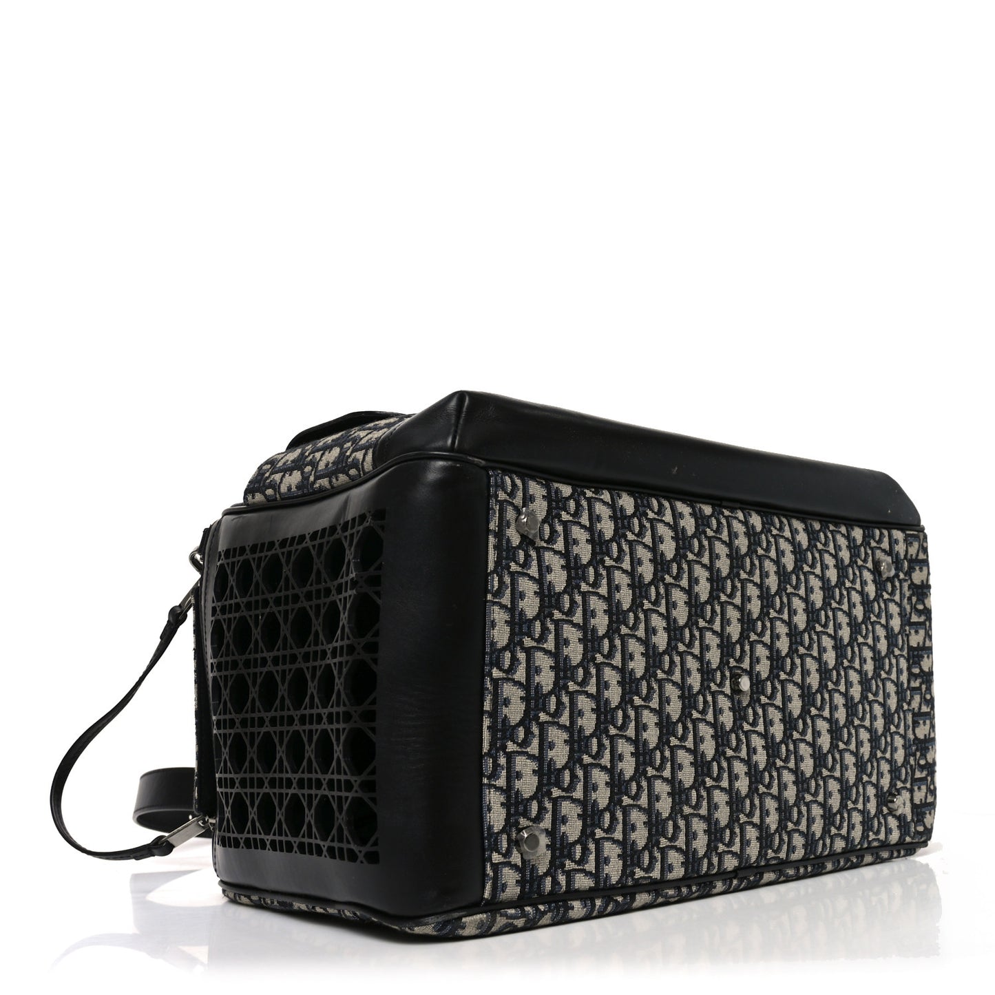 Oblique Calfskin Hit The Road Pet Carrier Blue