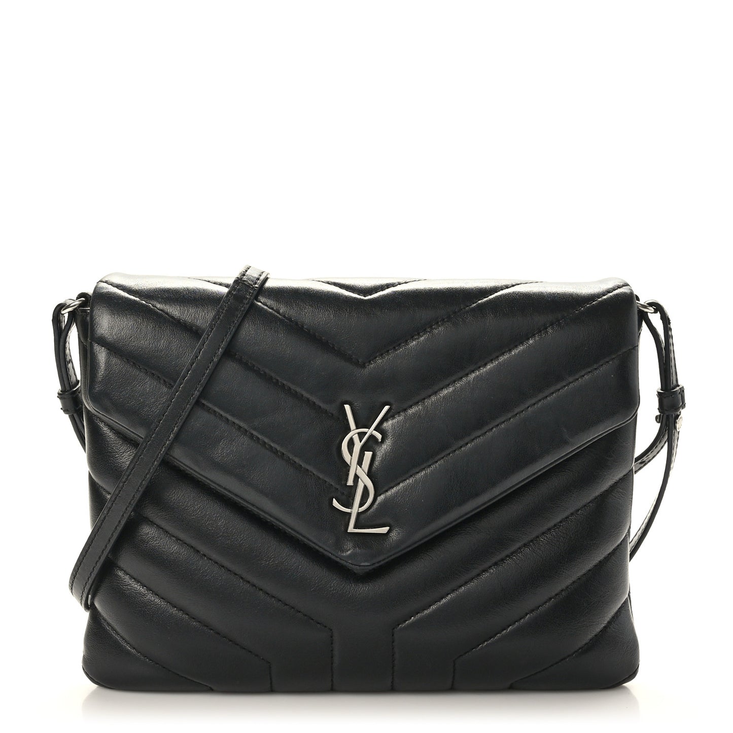 Calfskin Y Quilted Monogram Loulou Flap Bag Black