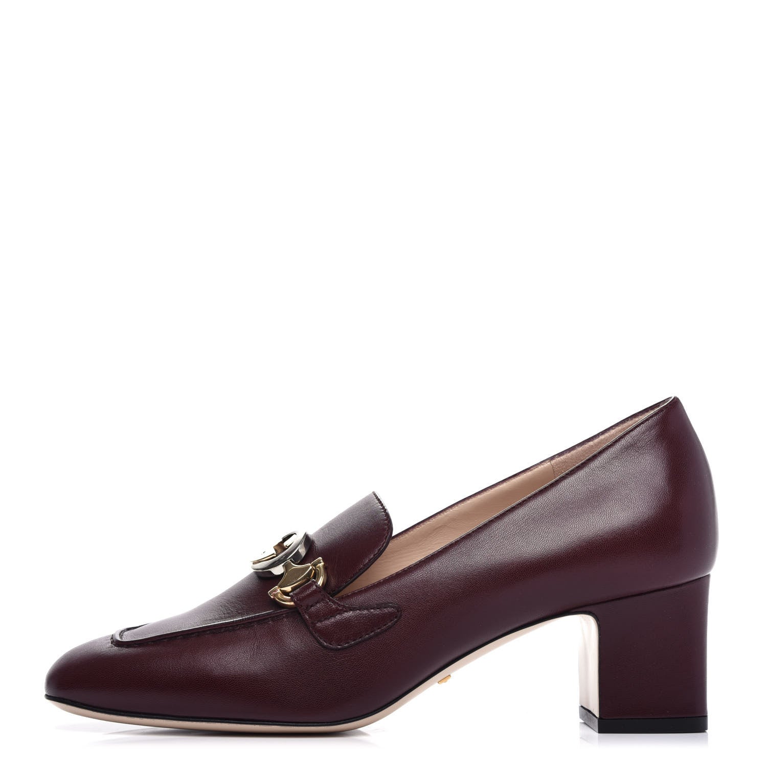 Gucci Malaga Kid Zumi Mid Heel Loafers 38 Vintage Bordeaux 1 of 11
