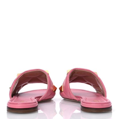 Valentino Garavani Nappa Roman Stud Flat Slide Sandals 39.5 Flaming Pink 6 of 16