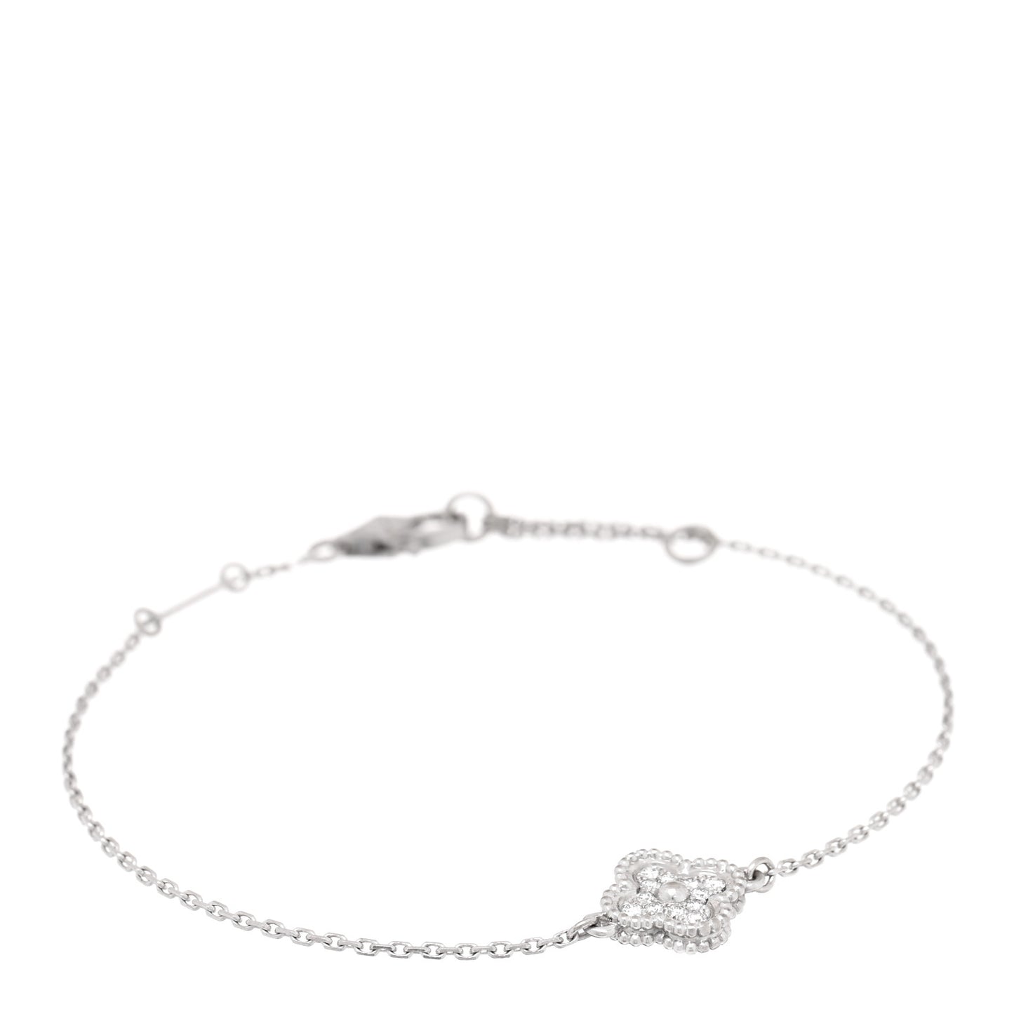 18K White Gold Diamond Sweet Alhambra Bracelet