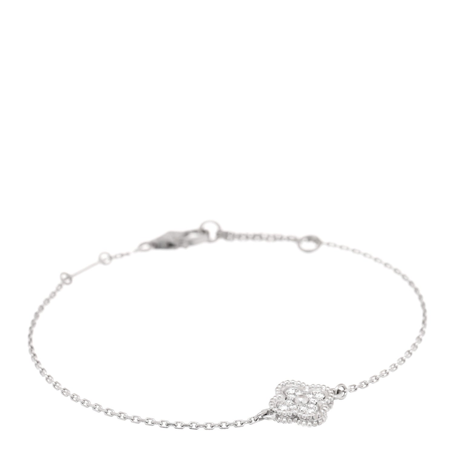 Van Cleef & Arpels 18K White Gold Diamond Sweet Alhambra Bracelet 1 of 3