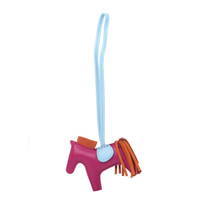 Hermes Milo Lambskin Grigri Rodeo Horse Bag Charm PM Rose Pourpre Cornaline Celeste 1 of 5