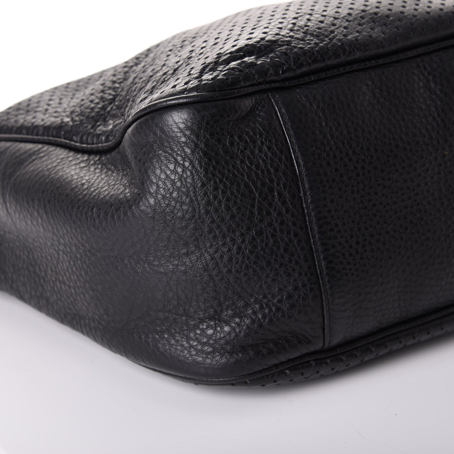 Perforated Calfskin Small Roady Hobo Black