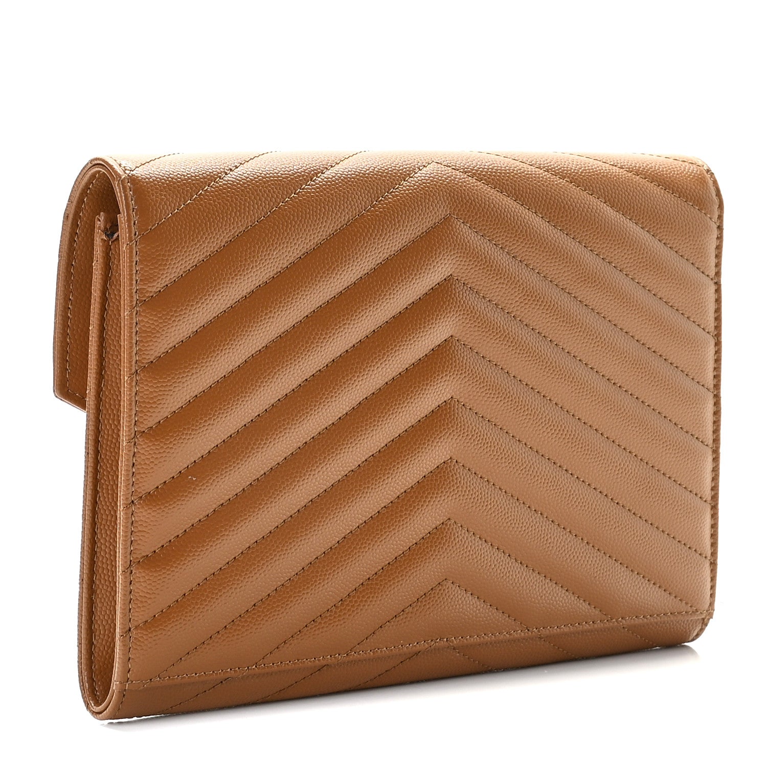 Saint Laurent Grain De Poudre Matelasse Chevron Monogram Cassandre Flap Pouch Natural Dark 3 of 8