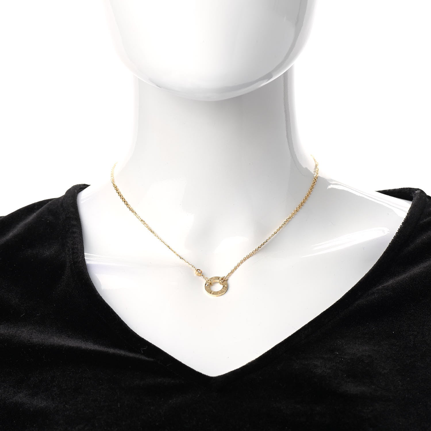 Cartier 18K Yellow Gold 2 Diamond LOVE Necklace 2 of 6