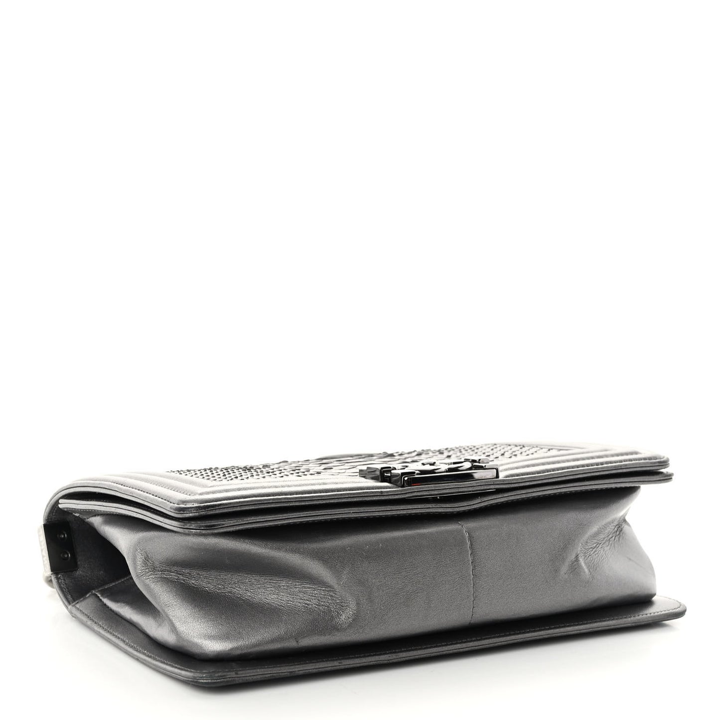 Snakeskin Medium Boy Flap Silver