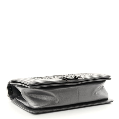 Chanel Snakeskin Medium Boy Flap Silver 4 of 12