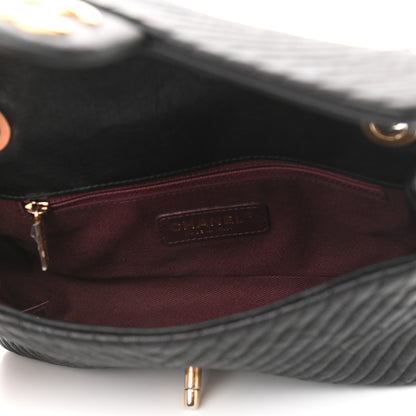 Chanel Calfskin Chevron Quilted Small Surpique Flap Black 5 of 10