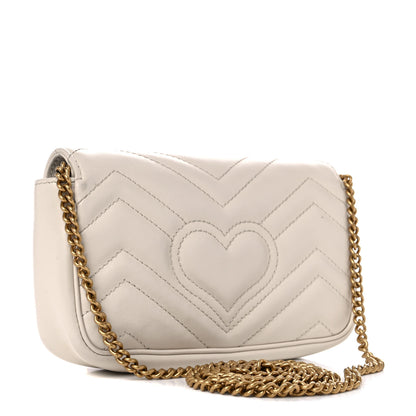 Gucci Calfskin Matelasse Super Mini GG Marmont Shoulder Bag White 3 of 15