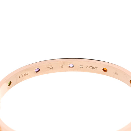 Cartier 18K Pink Gold Sapphire Garnet Amethyst LOVE Bracelet 17 6 of 9