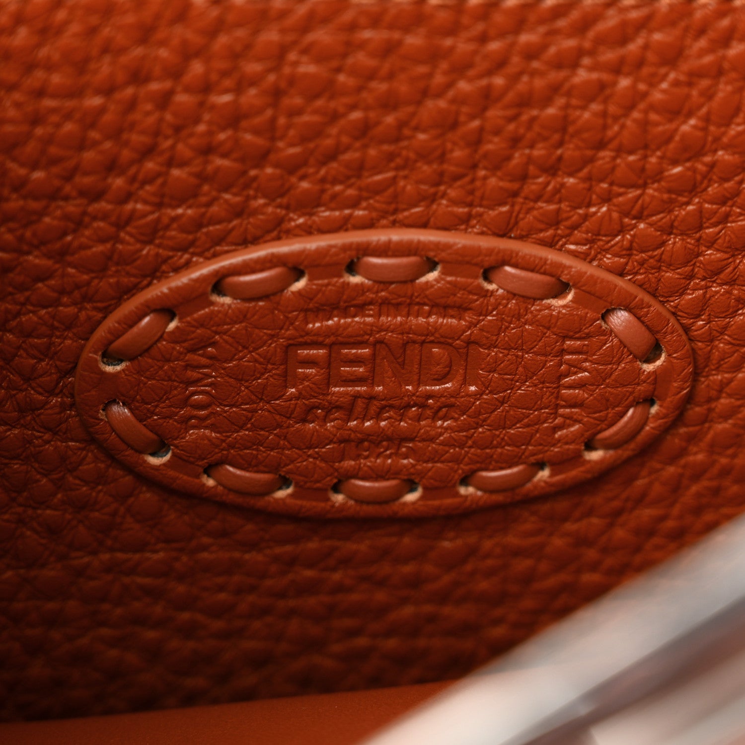 Fendi Cuoio Roma Sellerissima Nappa Sintetica Tape Stitch Medium Peekaboo I SEE U Satchel Brandy 7 of 10