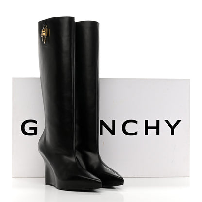 Givenchy Calfskin G Lock Wedge Knee High Boots 38 Black 9 of 9