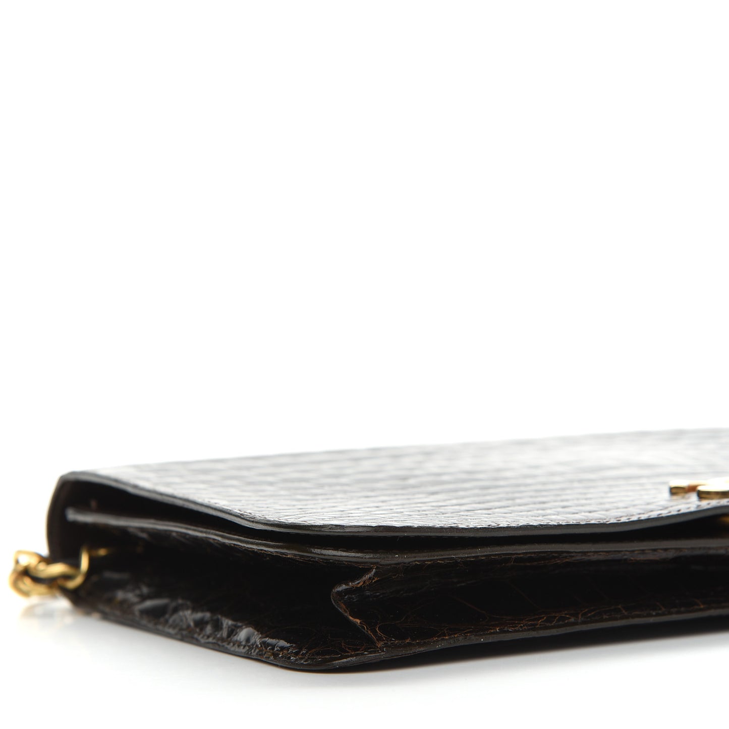 Shiny Crocodile Evening Flap Dark Brown