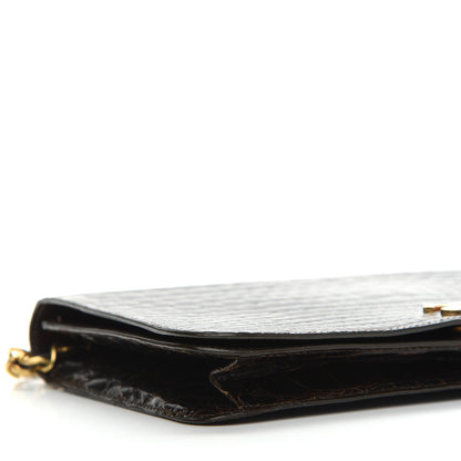 Chanel Shiny Crocodile Evening Flap Dark Brown 8 of 12