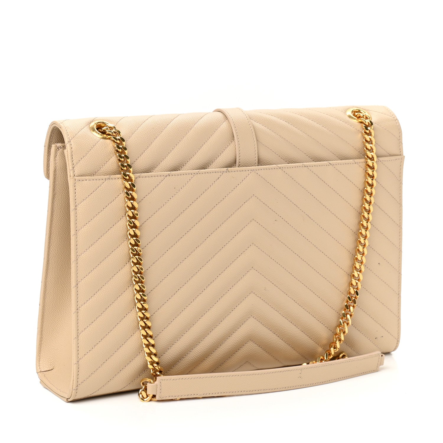 Saint Laurent Grain De Poudre Matelasse Chevron Large Monogram Satchel Nude Powder 3 of 15