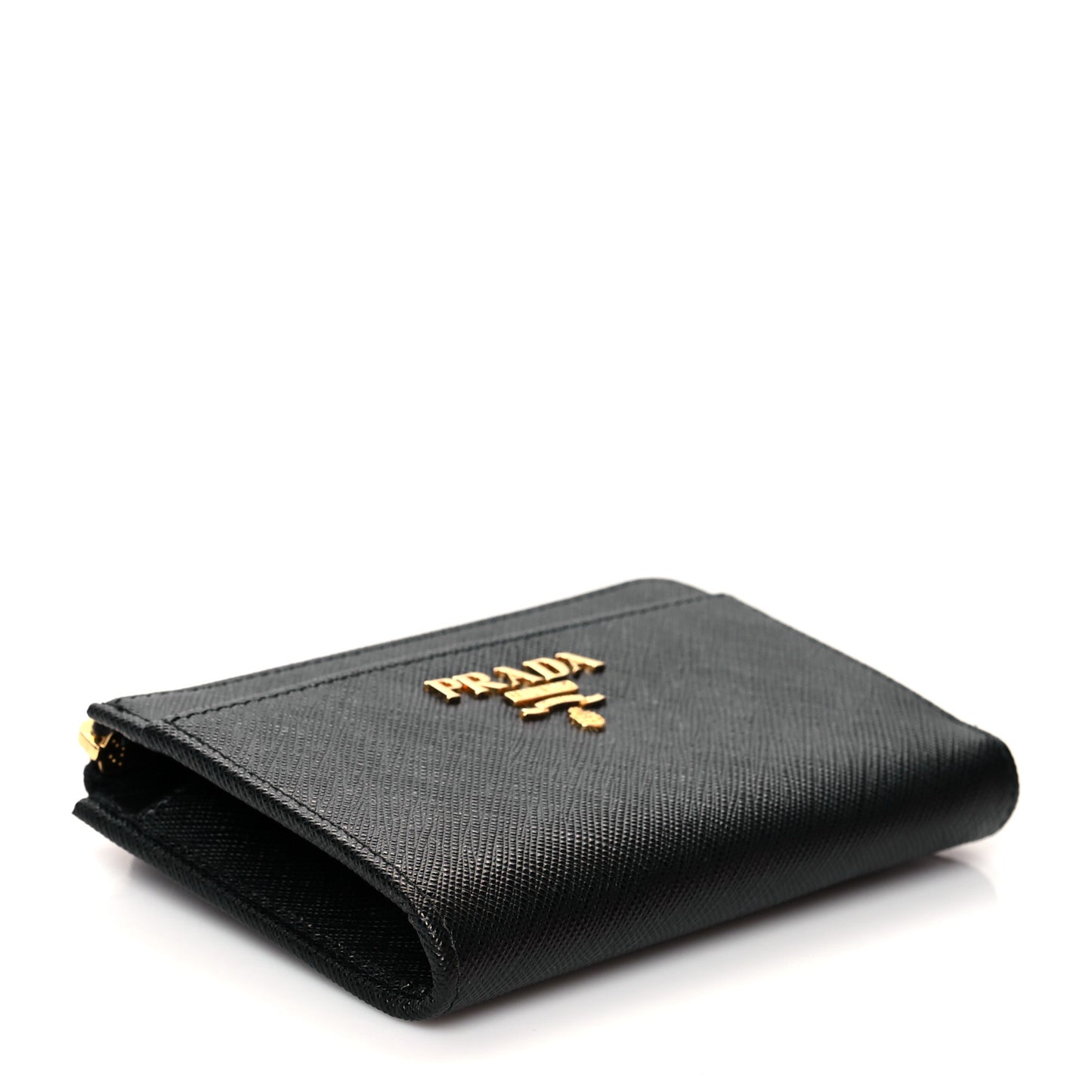 Saffiano Metal Zip Around Keychain Black