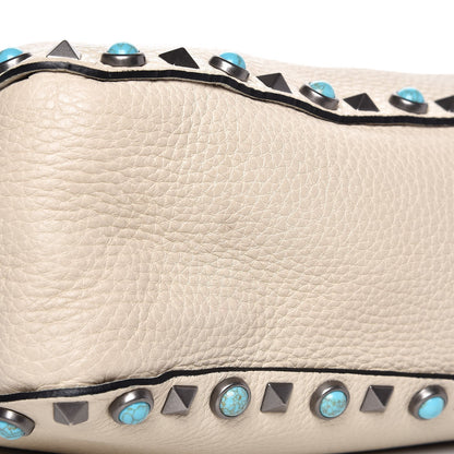 Valentino Garavani Pebbled Calfskin Tribal Small Guitar Strap Rockstud Rolling Flip-Lock Messenger Bag Ivory 10 of 16