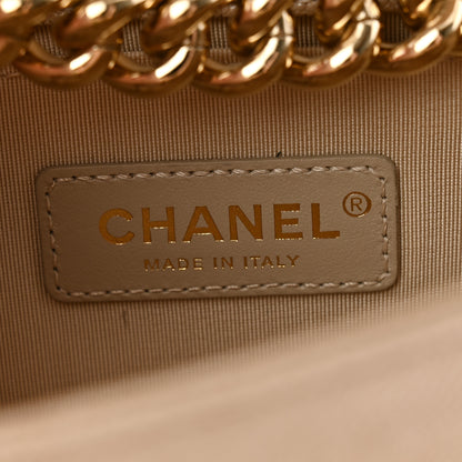 Chanel Iridescent Caviar Chevron Quilted Small Boy Flap Beige 6 of 10