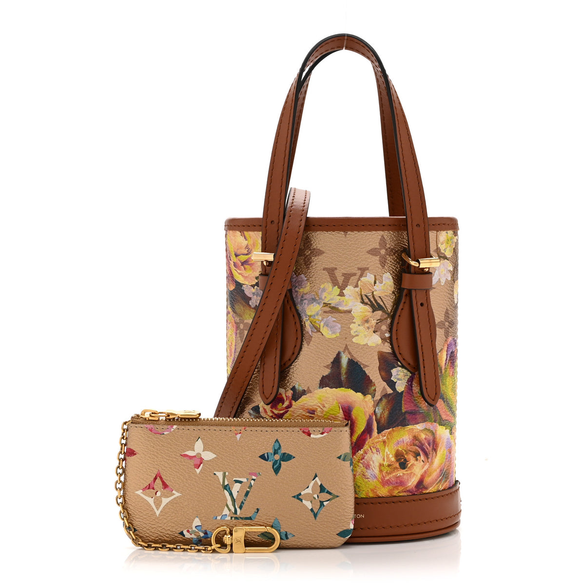 Metallic Monogram LV Garden Nano Bucket Bag Gold