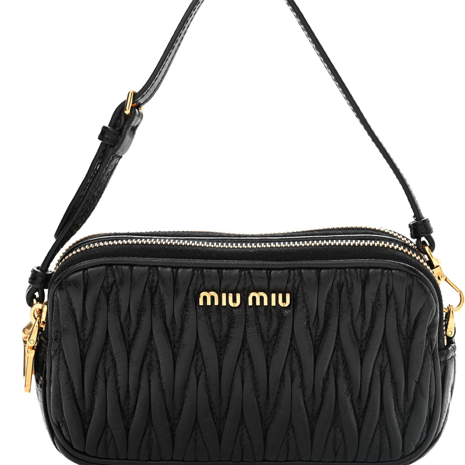 Miu Miu Nappa Matelasse Double Zip Pochette Clutch Black 8 of 12