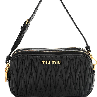 Miu Miu Nappa Matelasse Double Zip Pochette Clutch Black 8 of 12