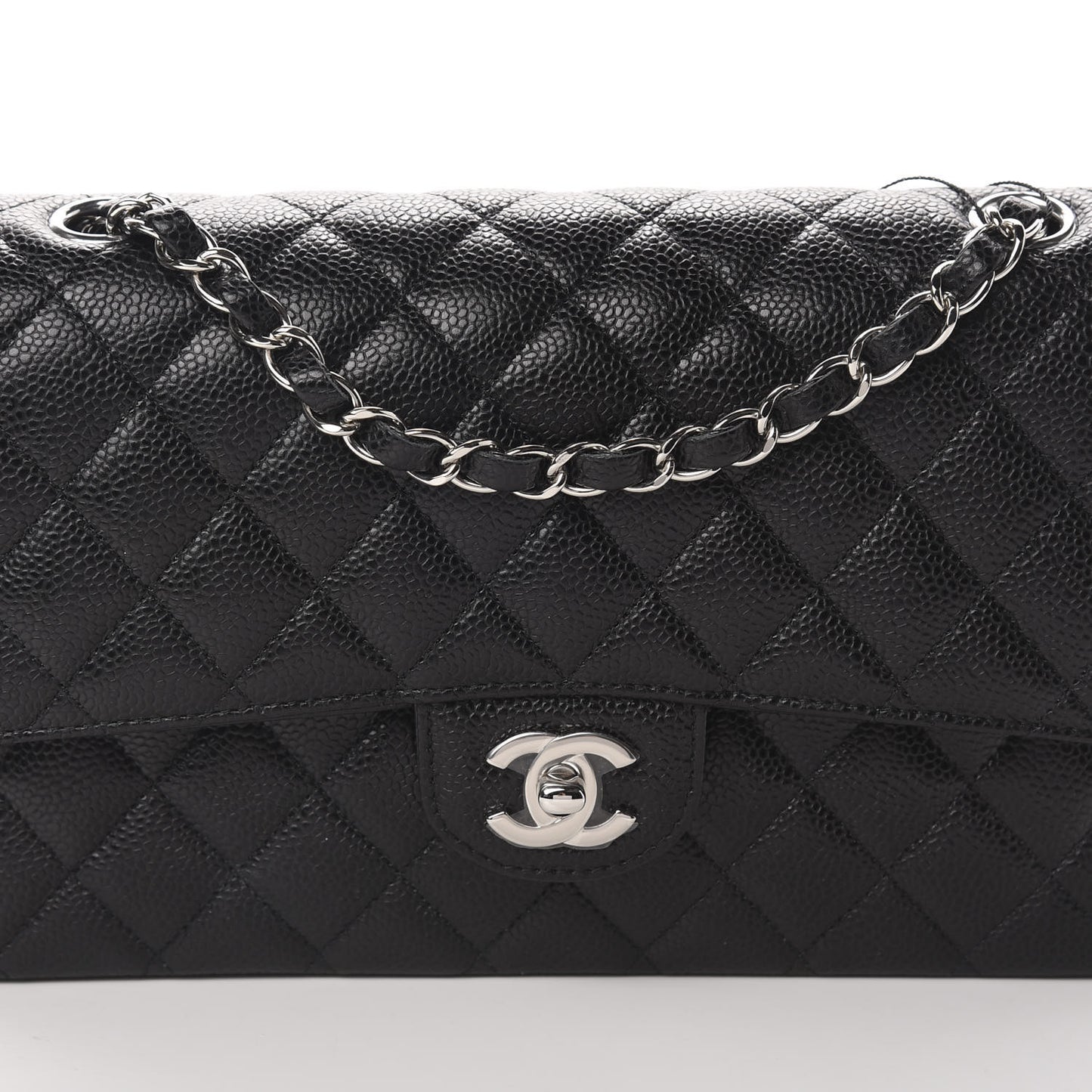 Caviar Quilted Medium Double Flap Black