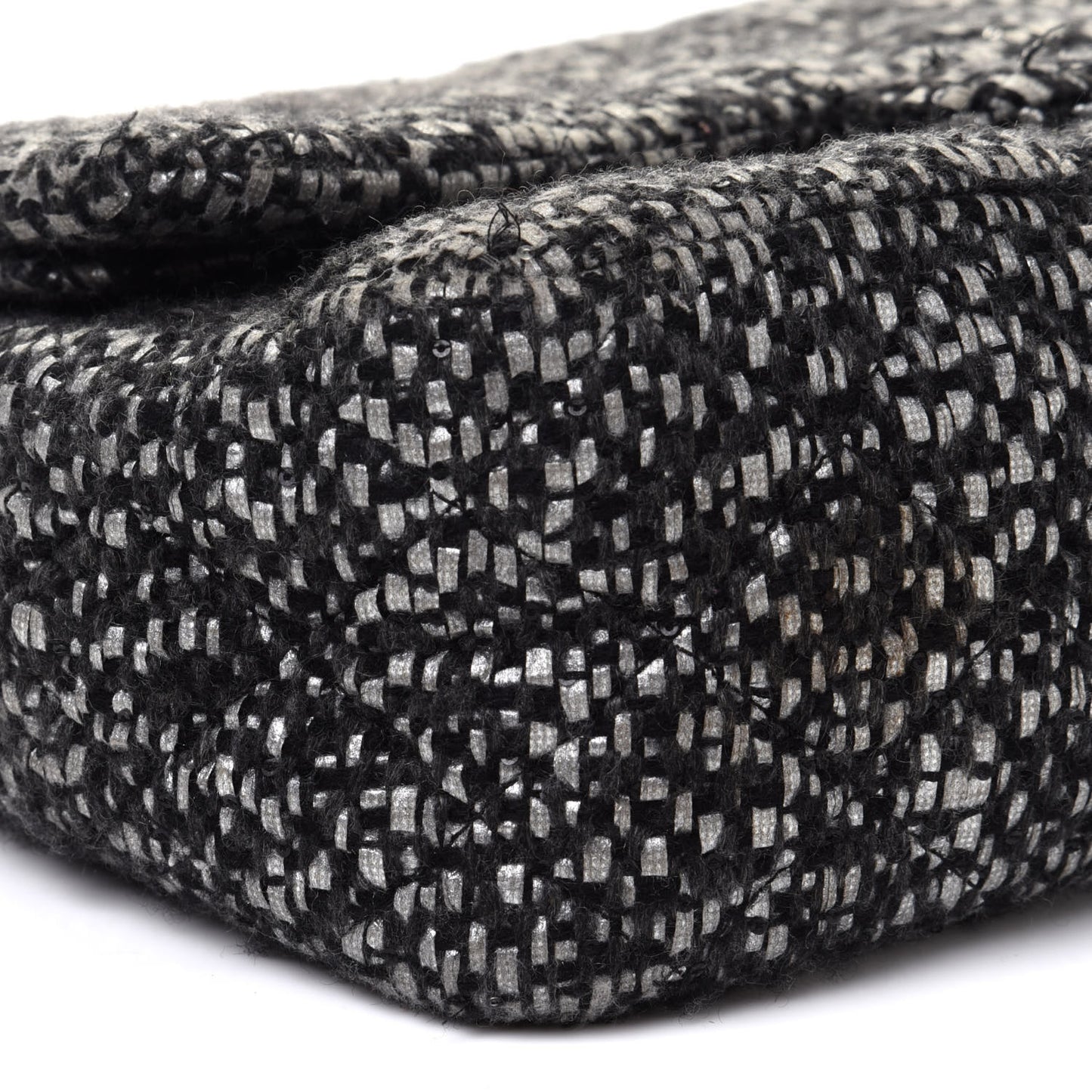 Sequin Tweed Jumbo Double Flap Black Grey
