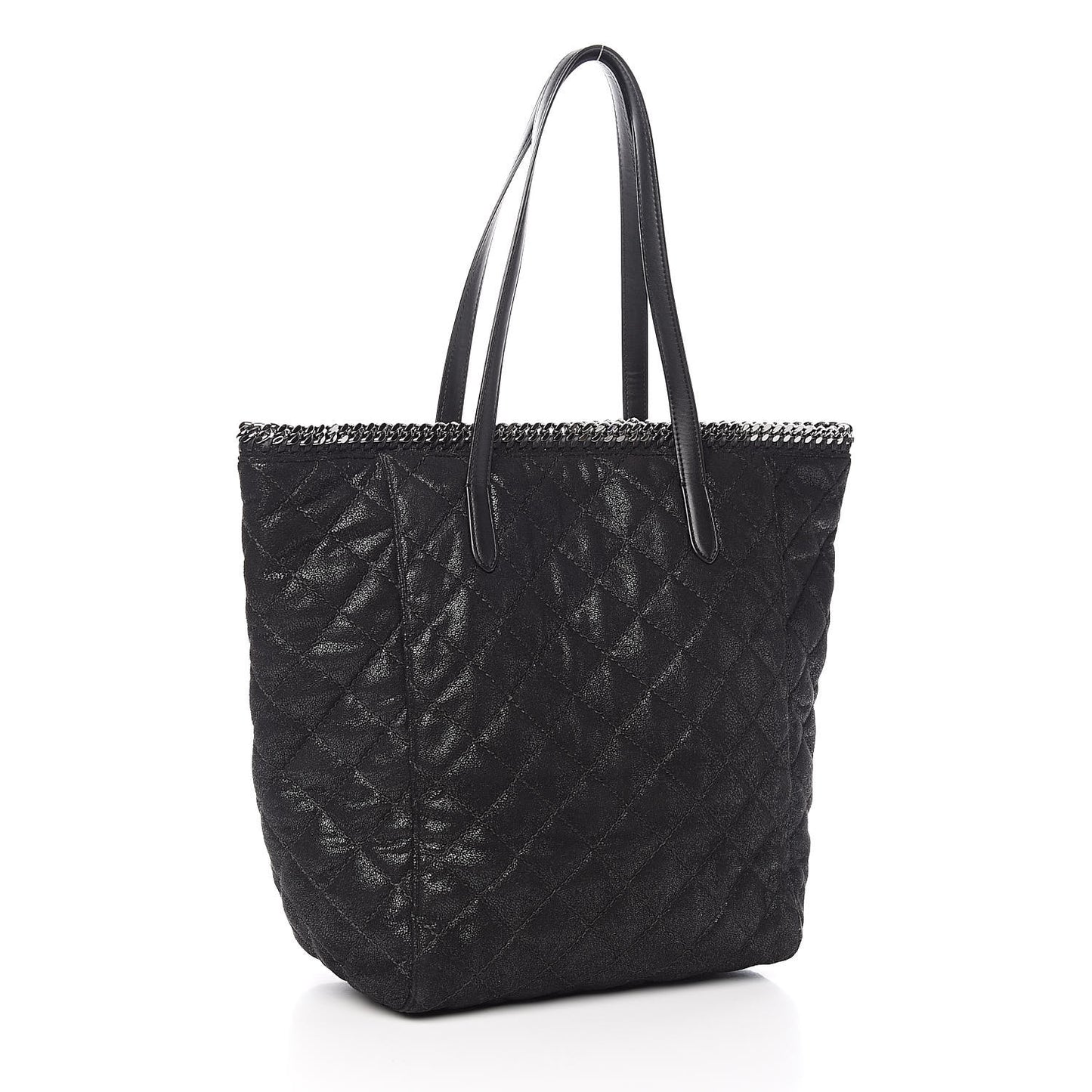 Shaggy Deer Quilted Falabella Shopper Tote Black