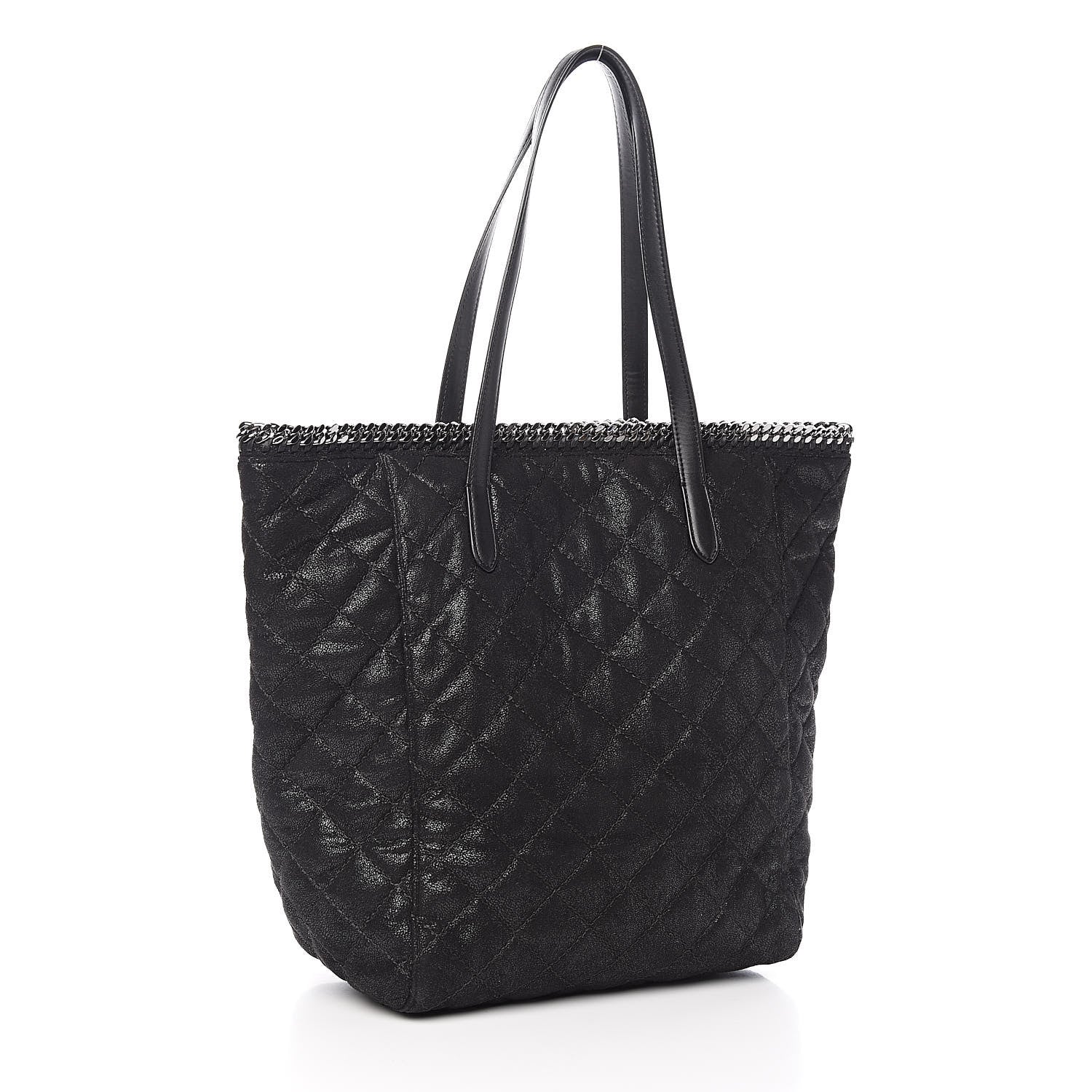 Stella McCartney Shaggy Deer Quilted Falabella Shopper Tote Black 3 of 12