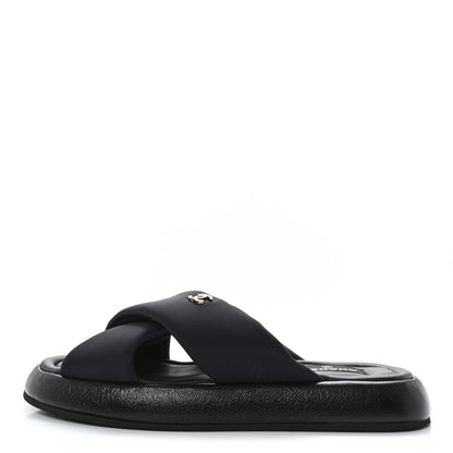 Chanel Fabric CC Mules Sandals 41 Black 1 of 10
