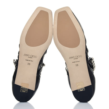 Jimmy Choo Lambskin Crystal Gai Flats 39 Black 10 of 16