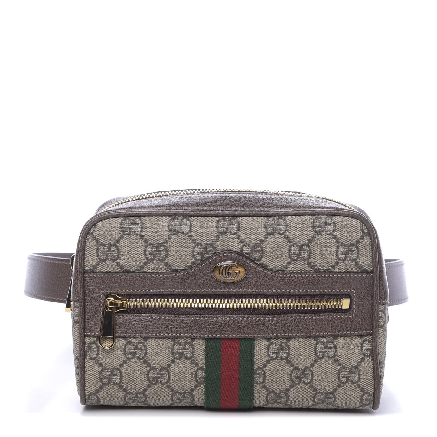 GG Supreme Monogram Web Small Ophidia Belt Bag 85 34 Dark Brown