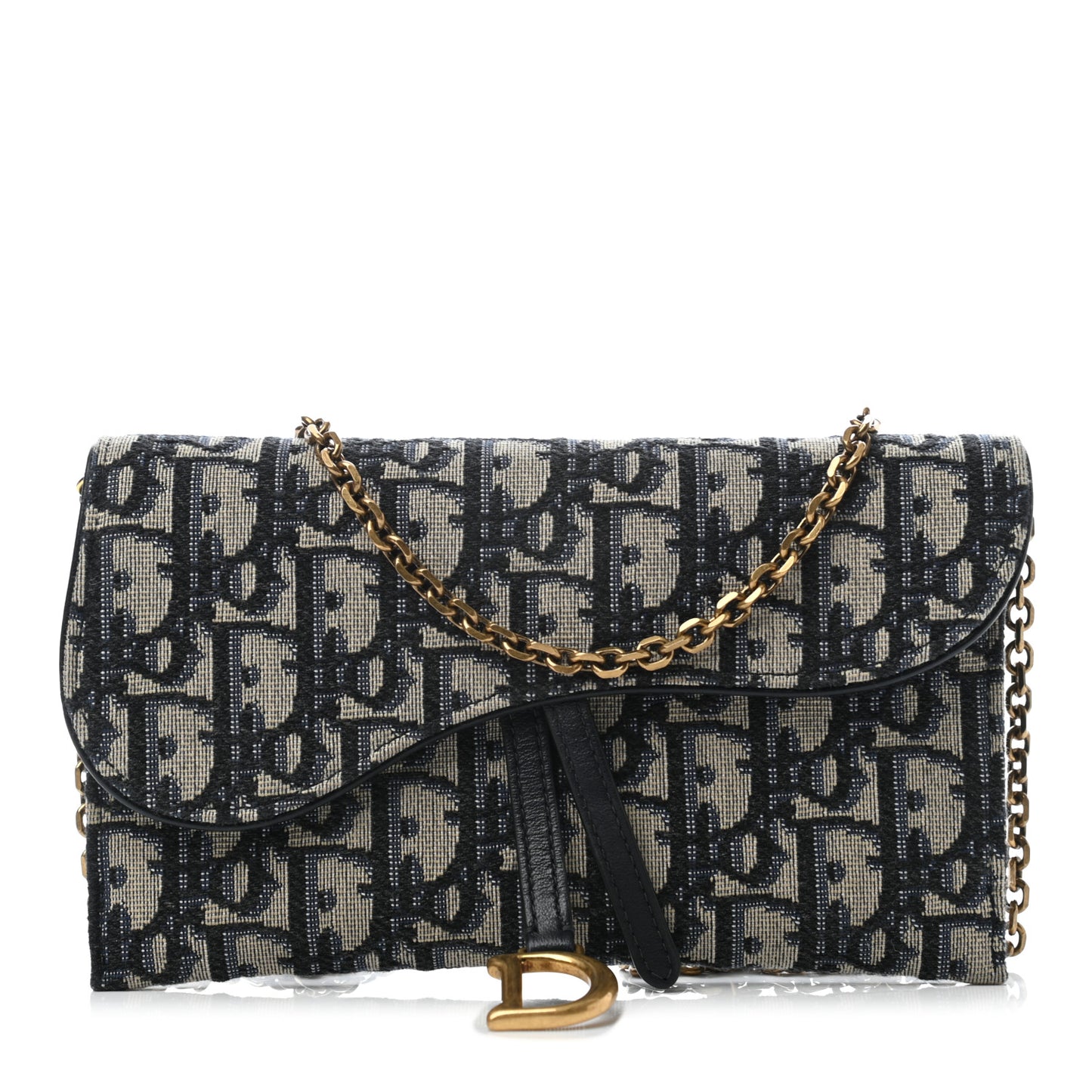 Oblique Saddle Chain Long Wallet Blue