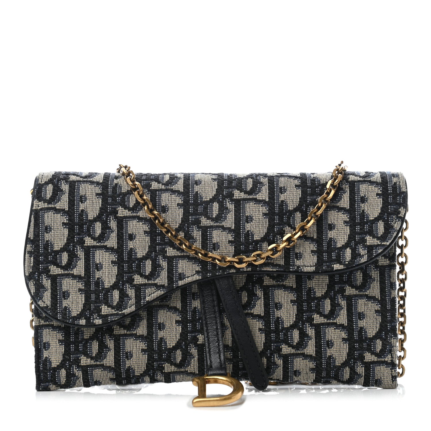 Christian Dior Oblique Saddle Chain Long Wallet Blue 1 of 7