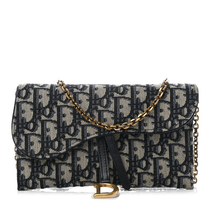 Christian Dior Oblique Saddle Chain Long Wallet Blue 1 of 7