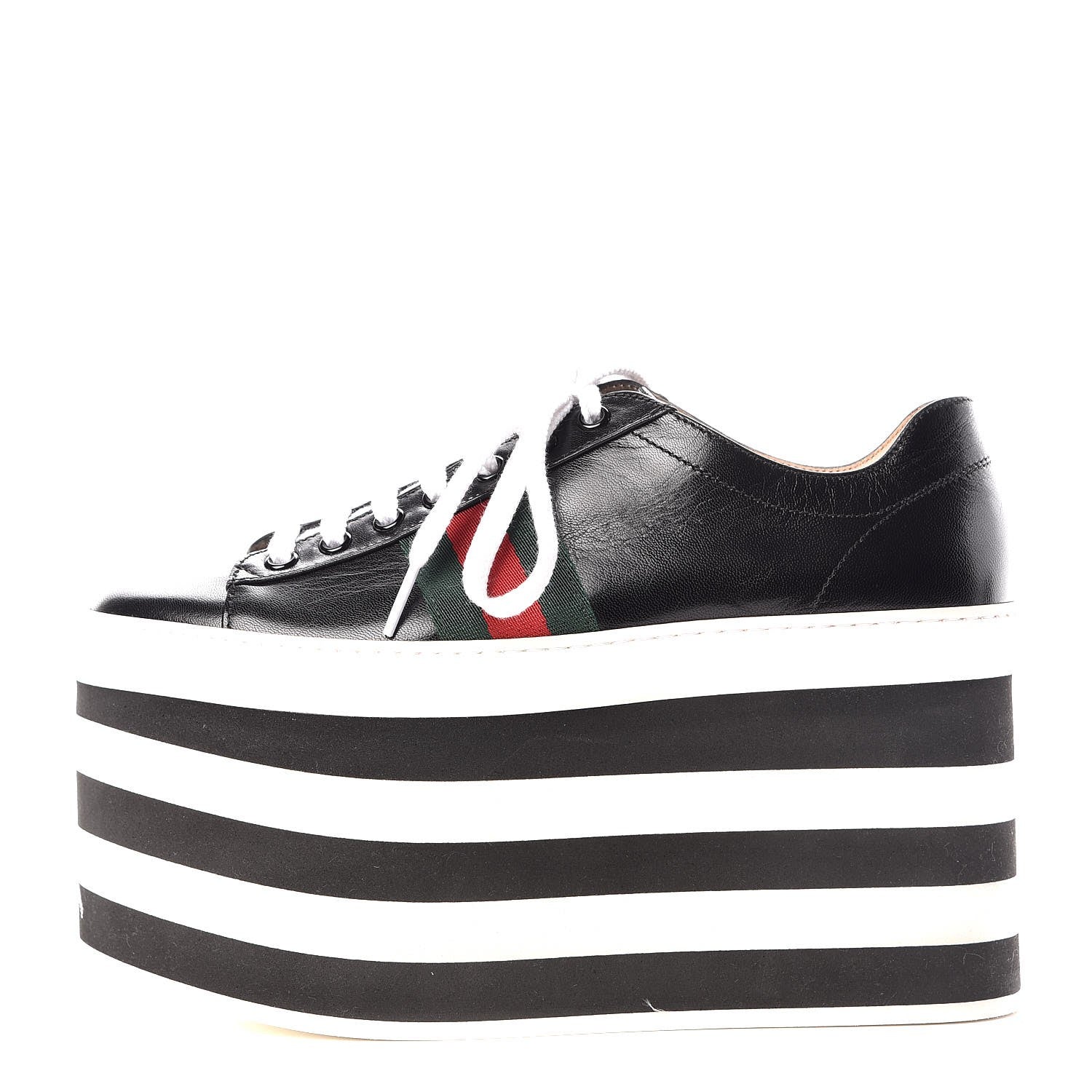 Gucci Malaga Kid Peggy Platform Sneakers 37 Black White 1 of 9
