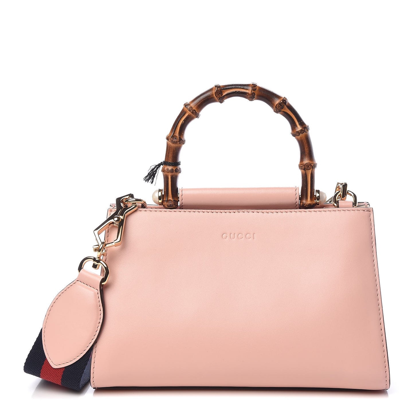 Nappa Bamboo Web Mini Nymphaea Top Handle Bag Perfect Pink Mystic White