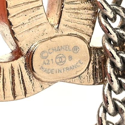 Chanel Crystal Chain CC Earrings Gold 4 of 4
