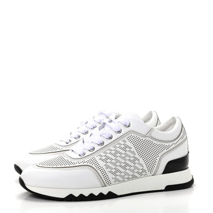 Hermes Perforated Calfskin Goatskin Bi-Color Womens C-Addict Sneakers 36.5 Black White 3 of 11