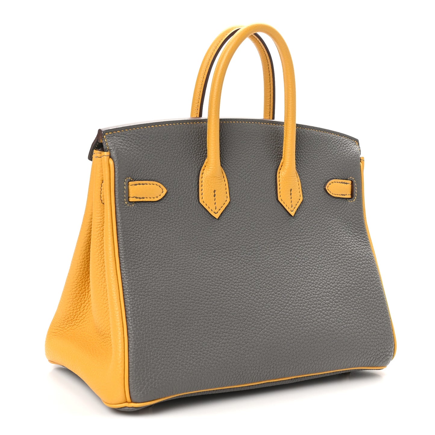 Togo Bi-Color Horseshoe Birkin 25 Etoupe Jaune Ambre